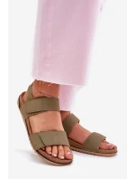 Skórzane Sandały Damskie Inblu AA0001KU Zielone