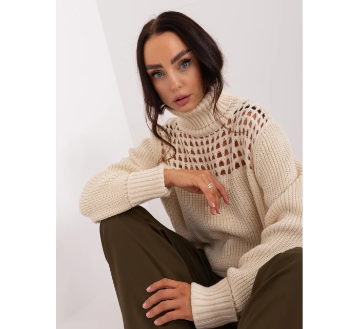 Sweter TO SW model 18959564 jasny beżowy - FPrice Sweter TO SW model 18959564 jasny beżowy - FPrice