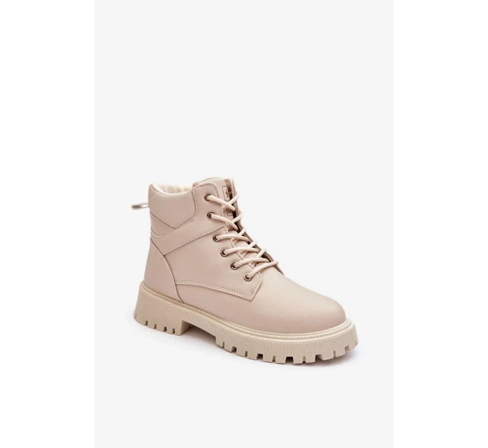 Dámske zateplené čižmy so zipsom Beige Gremiva