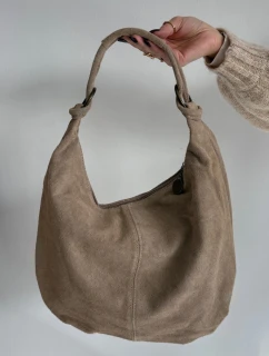 Kabelka z prírodného semišu - svetlo béžová Floriah