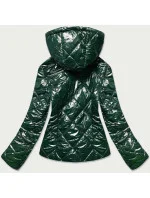 Lesklá dámská bunda v lahvově zelené barvě model 15826810 - S'WEST