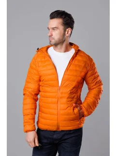 Oranžová pánská prošívaná bunda s kapucí model 18345049 - J.STYLE