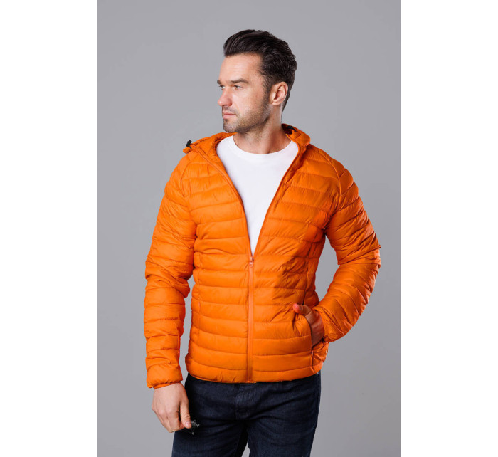 Oranžová pánska prešívaná bunda s kapucňou (HM112-22)
