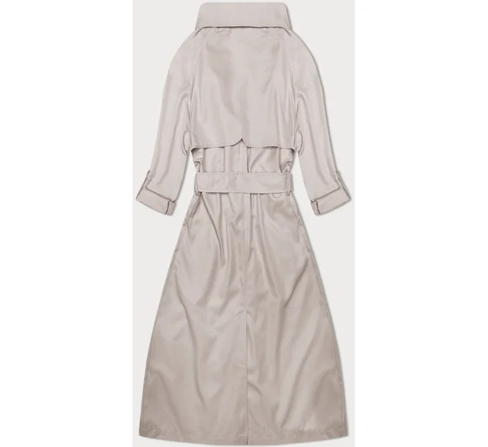 Rovný kabát s vyhrnutými rukávmi svetlo béžovej farby (1818#-62)