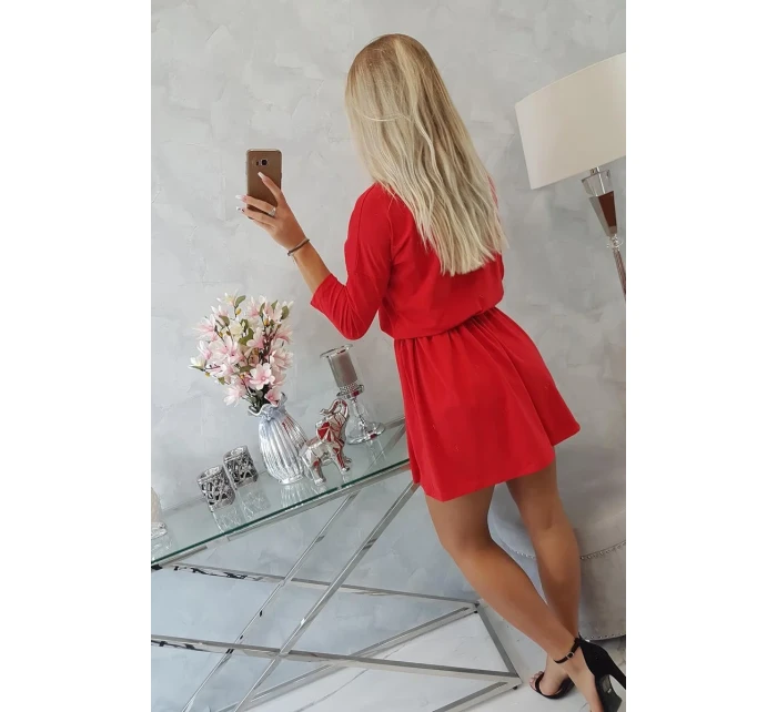 Šaty s flitrovou kapsou červené