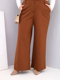 Dámske Plus veľkosť široké nohavice s vysokým pásom Dark Camel