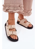 Dámské sandály s přezkami světle béžové model 21699480 - Boto Dámské sandály s přezkami světle béžové model 21699480 - Boto