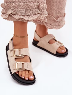 Dámské sandály s přezkami světle béžové model 21699480 - Boto