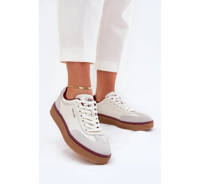 Skórzane Damskie Sneakersy Daniel Lopez Just Dare SS2D4008 Biało-Szare