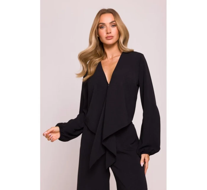 M861 Krátky top so zaväzovaním vpredu - čierny M861 Krátky top so zaväzovaním vpredu - čierny