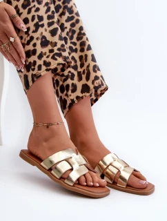 Dámske ploché papuče z ekokože, zlaté Risamay