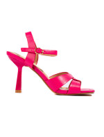 Originálne ružové sandále dámske na širokom podpätku