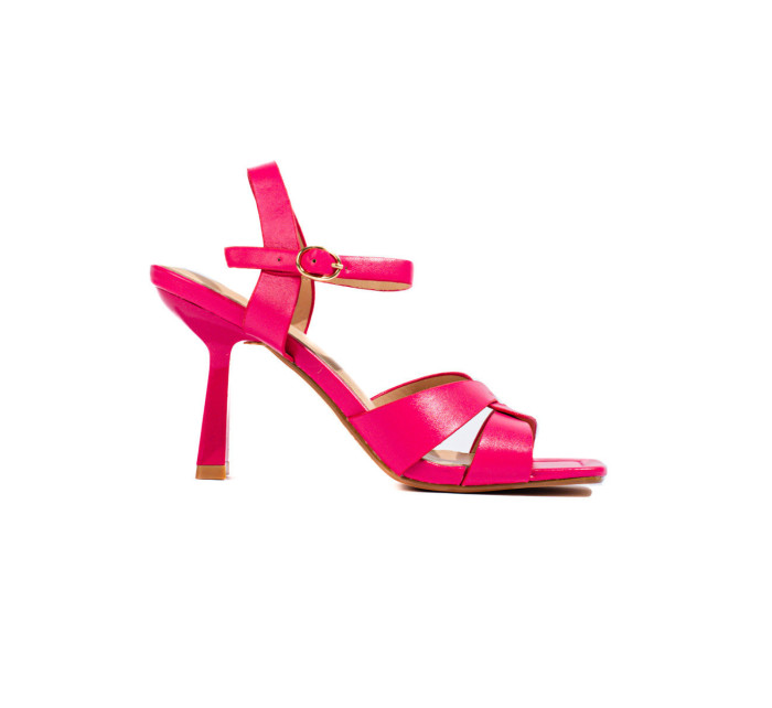 Originálne ružové sandále dámske na širokom podpätku