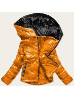 Žltá prešívaná dámska bunda s kapucňou (B9541)