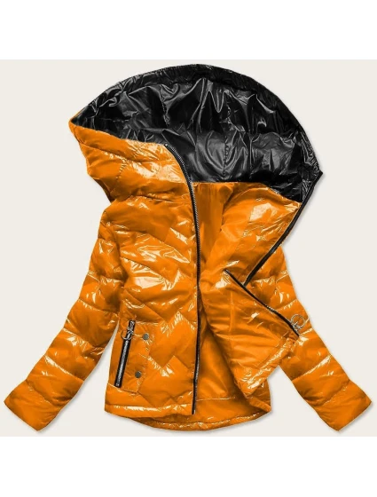 Žltá prešívaná dámska bunda s kapucňou (B9541)