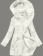Dámska kožušinová bunda s kapucňou biela (br9741-26)