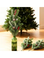 DEKORATÍVNA BOROVICOVÁ VETVIČKA S JAVOROM A ŠIŠKAMI 60CM