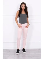 Džínsové nohavice svetlo púdrovo ružové
