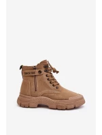 semišové dámské botky béžové model 21633117 - Boto