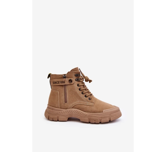 semišové dámské botky béžové model 21633117 - Boto