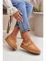 Damskie Klapki Chodaki Na Platformie Ze Złotą Klamrą Camel Terilaina Damskie Klapki Chodaki Na Platformie Ze Złotą Klamrą Camel Terilaina