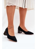 Zamszowe Gładkie Czółenka Ze Szpiczastymi Noskami Vinceza 66736 Czarne