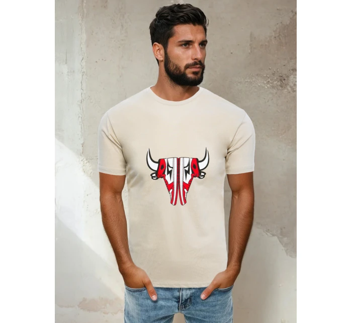 Pánské béžové tričko Dstreet model 21965083 - FashionStreet