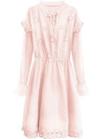 Bavlněné dámské šaty v pudrově růžové barvě s výšivkou model 7274552 - MADE IN ITALY Bavlněné dámské šaty v pudrově růžové barvě s výšivkou model 7274552 - MADE IN ITALY