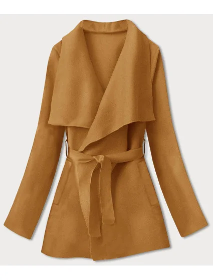 Dámsky krátky kabát Minimalist v horčicovej farbe (758ART)