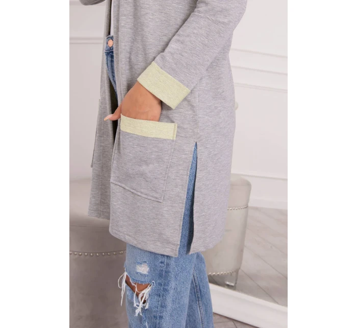 Dvojfarebná bunda s kapucňou žltá+sivá Dvojfarebná bunda s kapucňou žltá+sivá