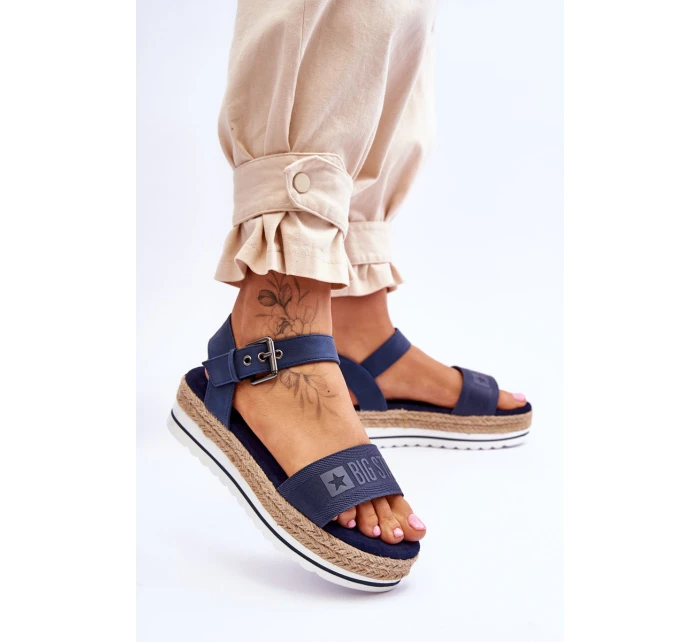Damskie Wygodne Sandały Na Platformie Big Star LL274869 Granatowe