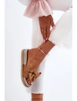 Damskie Klapki Na Platformie Z Kokardą Camel Aflia Damskie Klapki Na Platformie Z Kokardą Camel Aflia