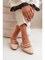 Lakierowane Baleriny Z Paskami Na Niskim Obcasie Beżowe Bialettia Lakierowane Baleriny Z Paskami Na Niskim Obcasie Beżowe Bialettia