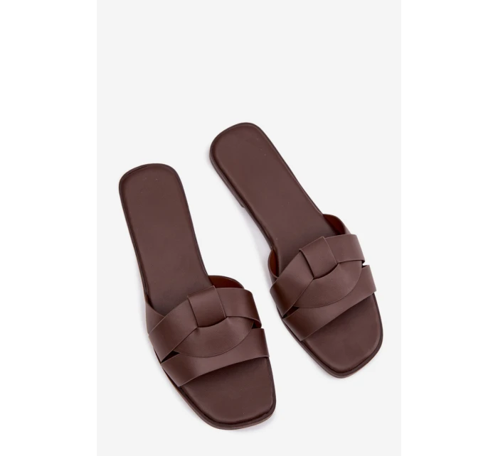 Dámské ploché pantofle s pásky Čokoládové Marissae Dámské ploché pantofle s pásky Čokoládové Marissae