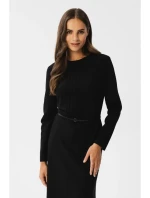 S347 Šaty s prednými skladmi - čierne S347 Šaty s prednými skladmi - čierne
