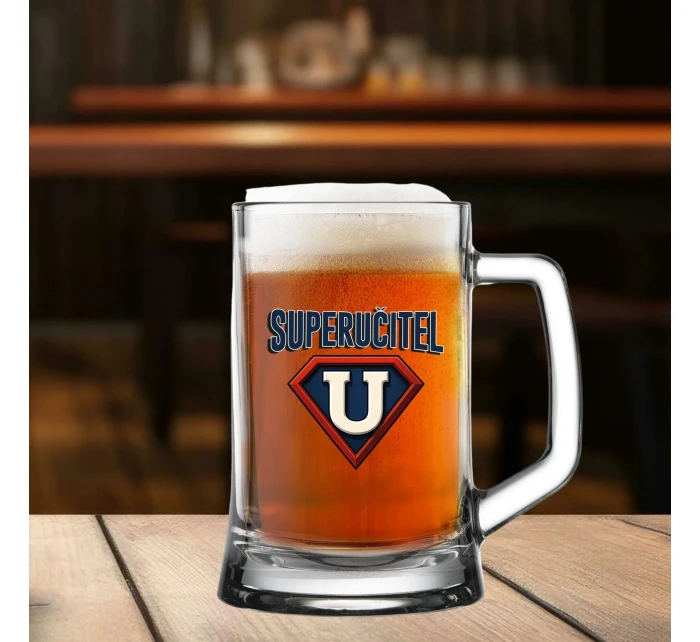 SUPERUČITEL (ZNAK) - pivní sklenice 0,5 l SUPERUČITEL (ZNAK) - pivní sklenice 0,5 l