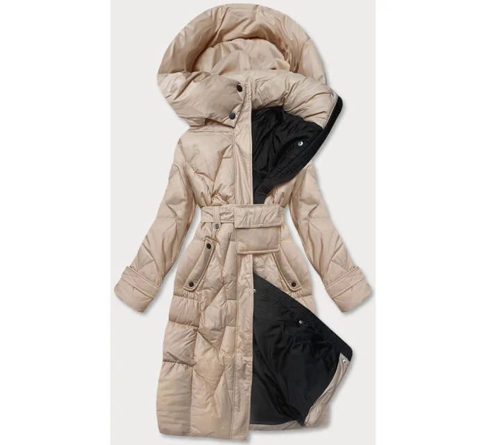 Béžová péřová bunda se stojáčkem a kapucí model 21244382 - Ann Gissy