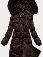 Zimná plus size prešívaná bunda s kapucňou S'west chocolate (B8267-14)