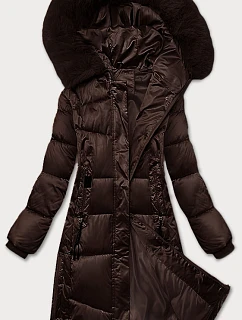 Zimná plus size prešívaná bunda s kapucňou S'west chocolate (B8267-14)