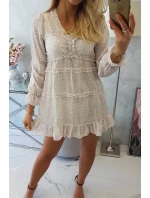 Šaty s ozdobnými volánky béžové Šaty s ozdobnými volánky béžové