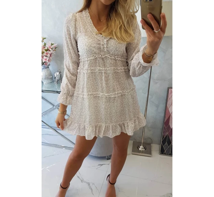 Šaty s ozdobnými volánky béžové Šaty s ozdobnými volánky béžové