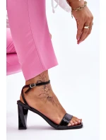 Lakierowane Sandały Na Obcasie Czarne Owen