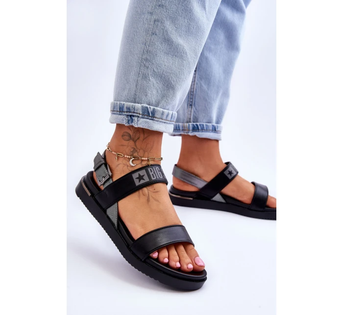 Damskie Płaskie Sandały Big Star LL274938 Czarne