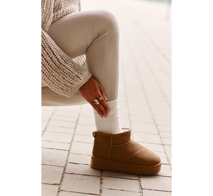 Skórzane Zamszowe Śniegowce Na Platformie Camel Nereviana Skórzane Zamszowe Śniegowce Na Platformie Camel Nereviana