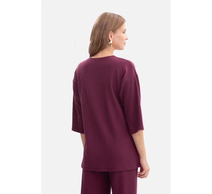 model 21379864 Žebrovaný pletený top švestka - BeWear