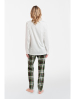Dámske pyžamo Asama s dlhým rukávom, dlhé nohavice - ecru/print