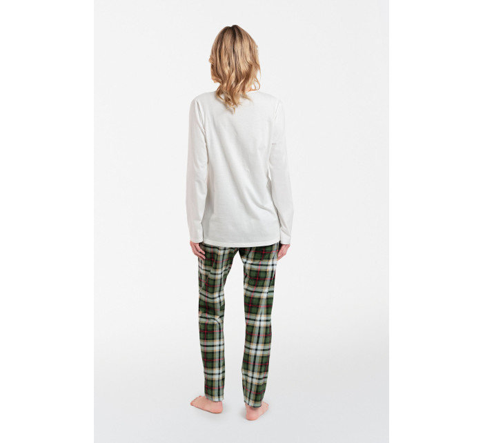 Dámske pyžamo Asama s dlhým rukávom, dlhé nohavice - ecru/print