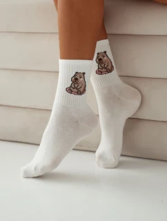 Dámske bavlnené ponožky so sedacou čiapkou - ecru