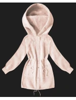 Bunda z alpakovej vlny v svetlej lososovej farbe (W017#) Bunda z alpakovej vlny v svetlej lososovej farbe (W017#)