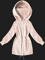 Vlnená bunda z alpaky svetlá lososová (W017#)